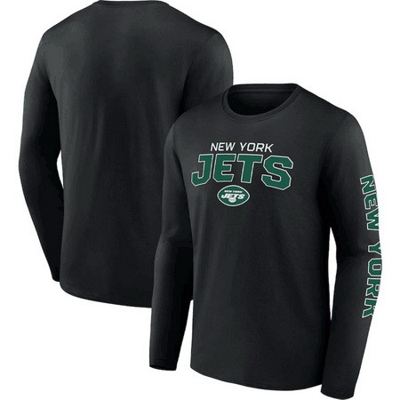 Men's New York Jets Black Go the Distance Long Sleeve T Shirt