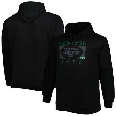 Men's New York Jets Black Printed Pullover Hoodie 302605
