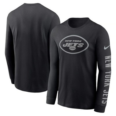 Men's New York Jets Black RFLCTV Long Sleeve T Shirt