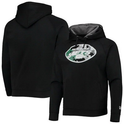 Men's New York Jets Black Training Collection Raglan Pullover Hoodie