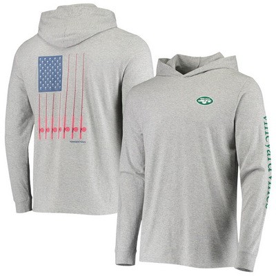 Men's New York Jets Gray Vineyard Vines Hoodie Long Sleeve T Shirt