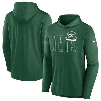 Men's New York Jets Green Lightweight Performance Hooded Long Sleeve T Shirt
