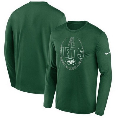 Men's New York Jets Heathered Green Icon Legend Performance Long Sleeve T-Shirt
