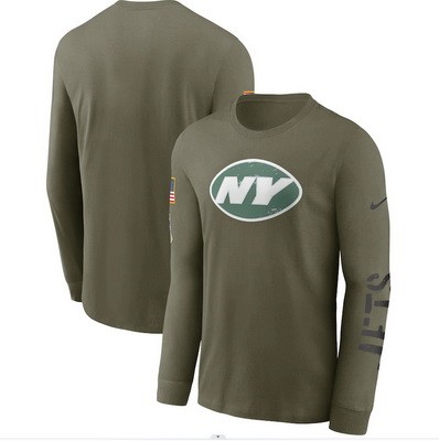 Men's New York Jets Olive 2022 Salute To Service Long Sleeve T Shirt