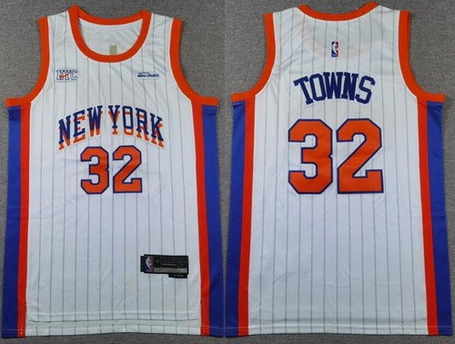 Men's New York Knicks #32 Karl Anthony Towns White 2024 City Swingman Jersey