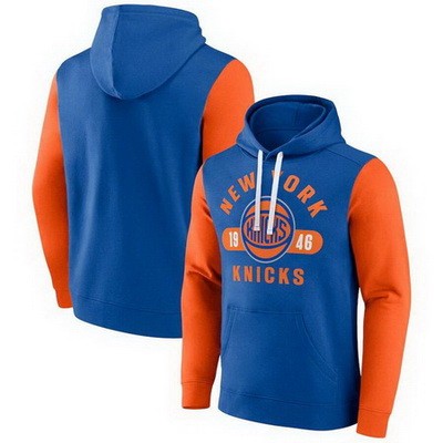 Men's New York Knicks Blue Bold Attack Pullover Hoodie
