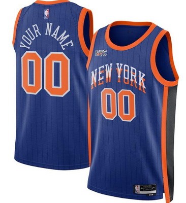 Men's New York Knicks Custom Blue 2023 City Icon Heat Press Jersey