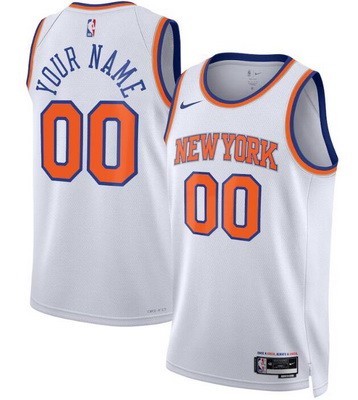 Men's New York Knicks Custom White Heat Press Jersey