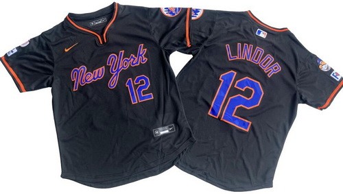 Men's New York Mets #12 Francisco Lindor Black Alternate Limited Jersey