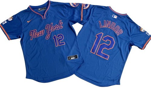 Men's New York Mets #12 Francisco Lindor Blue Alternate Limited Jersey