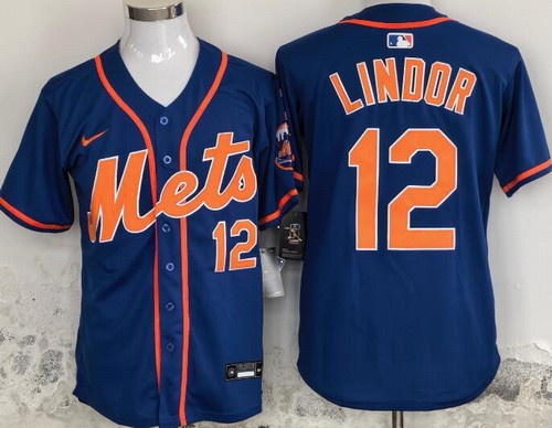 Men's New York Mets #12 Francisco Lindor Blue Limited Jersey
