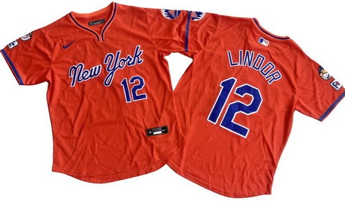 Men's New York Mets #12 Francisco Lindor Orange Alternate Limited Jersey