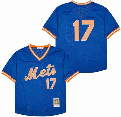 Men's New York Mets #17 Keith Hernandez Blue Throwback Mesh Jersey