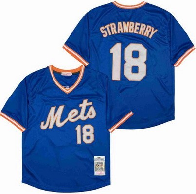 Men's New York Mets #18 Darryl Strawberry Blue 1983 Throwback Jersey