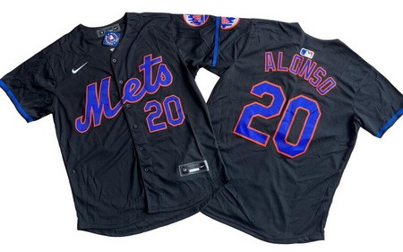 Men's New York Mets #20 Pete Alonso Black Limited Jersey