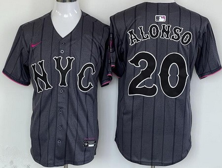 Men's New York Mets #20 Pete Alonso Gray 2024 City Connect Limited Cool Base Jersey