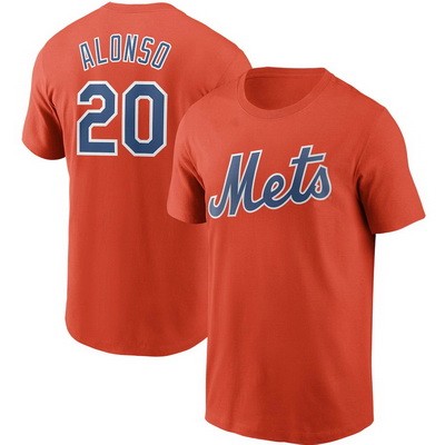 Men's New York Mets #20 Pete Alonso Orange Printed T Shirt 112142