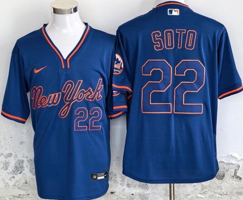Men's New York Mets #22 Juan Soto Blue Alternate Limited Jersey