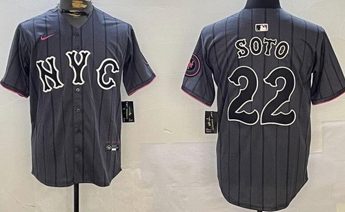 Men's New York Mets #22 Juan Soto Gray City Connect Limited Jersey