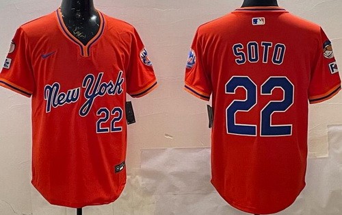 Men's New York Mets #22 Juan Soto Orange Alternate Cool Base Jersey
