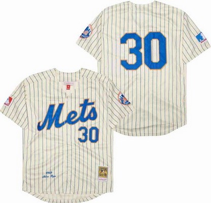 Men's New York Mets #30 Nolan Ryan Cream 1969 Throwback Jersey