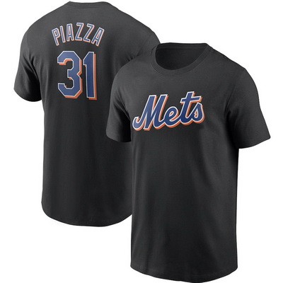 Men's New York Mets #31 Mike Piazza Black Printed T Shirt 112555