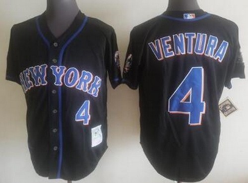 Men's New York Mets #4 Robin Ventura Black Throwback Jersey