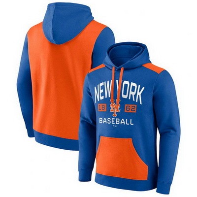 Men's New York Mets Blue Orange Chip In Pullover Hoodie