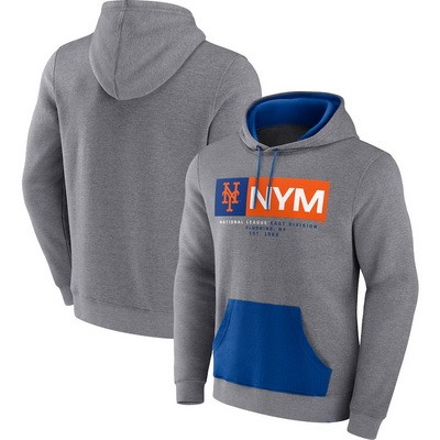 Men's New York Mets Gray Iconic Steppin Up Fleece Pullover Hoodie