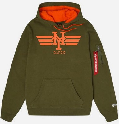 Men's New York Mets Green Alpha Industries Pullover Hoodie