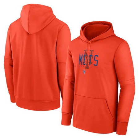 Men's New York Mets Orange Authentic Collection Pregame Performance Pullover Hoodie