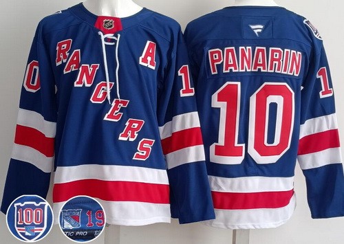 Men's New York Rangers #10 Artemi Panarin Blue 100th Authentic Jersey