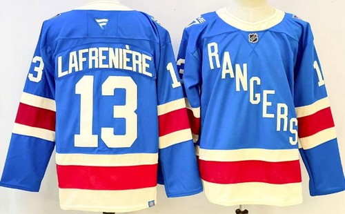Men's New York Rangers #13 Alexis Lafreniere Blue Centennial Authentic Jersey