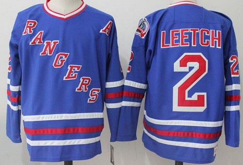 Men's New York Rangers #2 Brian Leetch Blue CCM Throwback Jersey