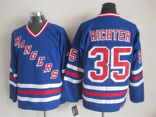 Men's New York Rangers #35 Mike Richter Blue Throwback Jersey