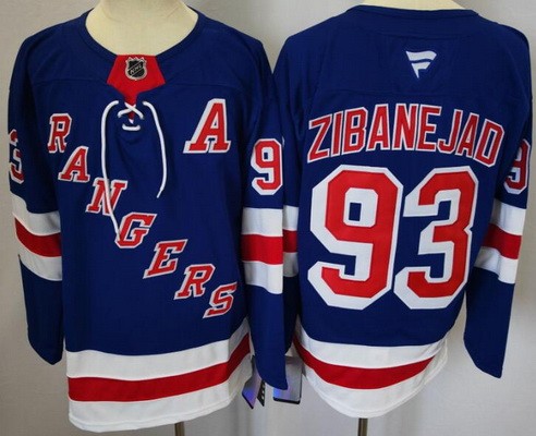 Men's New York Rangers #93 Mika Zibanejad Blue Authentic Jersey