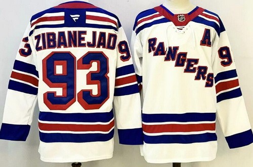 Men's New York Rangers #93 Mika Zibanejad White Authentic Jersey
