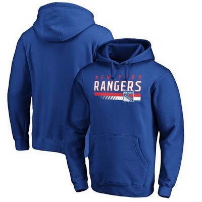 Men's New York Rangers Blue Staggered Stripe Pullover Hoodie