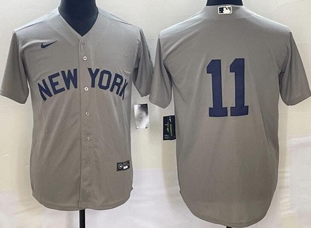 Men's New York Yankees #11 Anthony Volpe Gray 2021 Field of Dreams Cool Base Jersey
