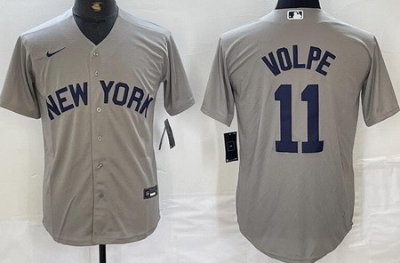 Men's New York Yankees #11 Anthony Volpe Gray Field of Dreams Player Name Cool Base Jersey