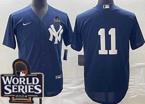 Men's New York Yankees #11 Anthony Volpe Navy 2024 World Series Cool Base Jersey