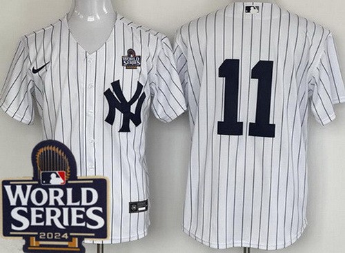 Men's New York Yankees #11 Anthony Volpe White 2024 World Series Cool Base Jersey
