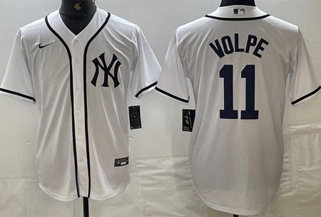 Men's New York Yankees #11 Anthony Volpe White Fashion Cool Base Jersey