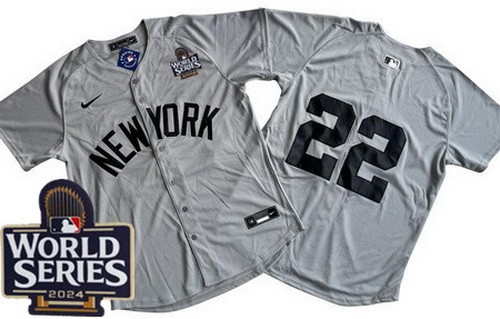 Men's New York Yankees #22 Juan Soto Gray 2024 World Series Limited Jersey