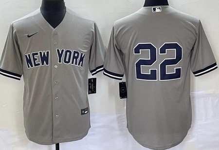 Men's New York Yankees #22 Juan Soto Gray Cool Base Jersey