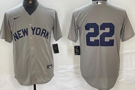 Men's New York Yankees #22 Juan Soto Gray Field of Dreams Cool Base Jersey