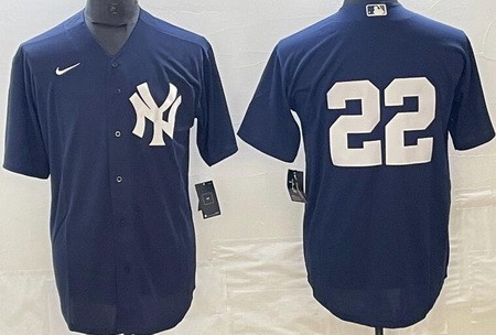 Men's New York Yankees #22 Juan Soto Navy Cool Base Jersey