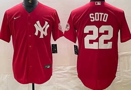 Men's New York Yankees #22 Juan Soto Red Fashion Cool Base Jersey