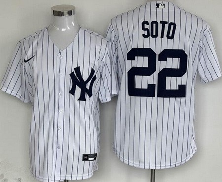 Men's New York Yankees #22 Juan Soto White Player Name Cool base Jersey