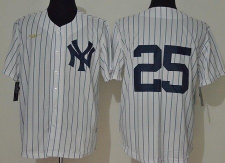 Men's New York Yankees #25 Gleyber Torres White 2020 Cooperstown Collection Jersey